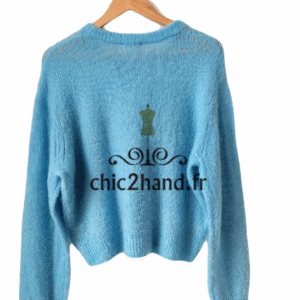 Pull oversize crop top laine alpaga American Vintage yan18a yanbay bleu ciel S NEUF
