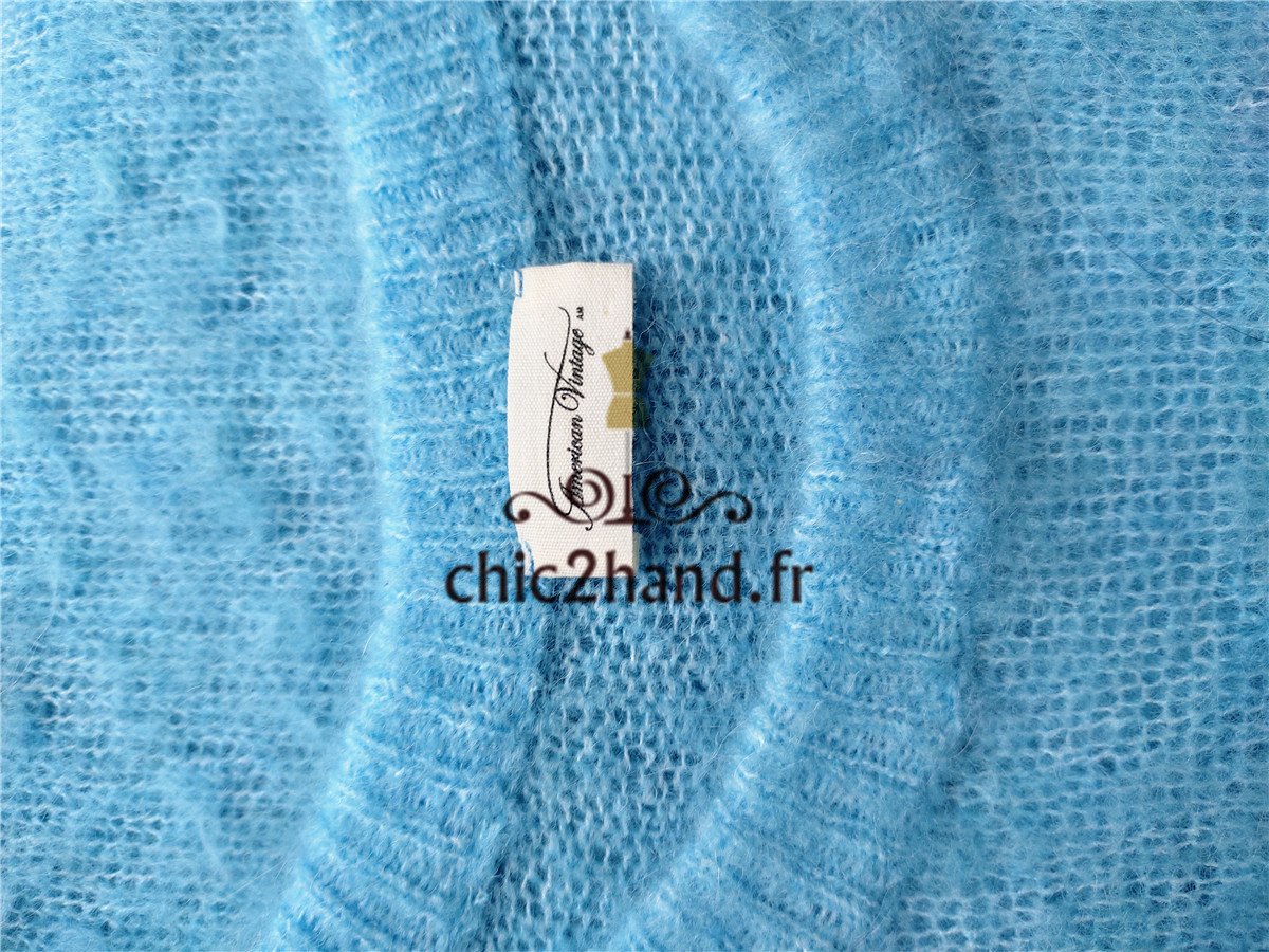 Pull oversize crop top laine alpaga American Vintage yan18a yanbay bleu ciel S NEUF – Image 9