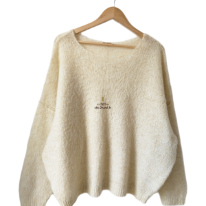 Pull oversize chauves souris laine alpaga American Vintage yan18d yanbay beige chiné M L