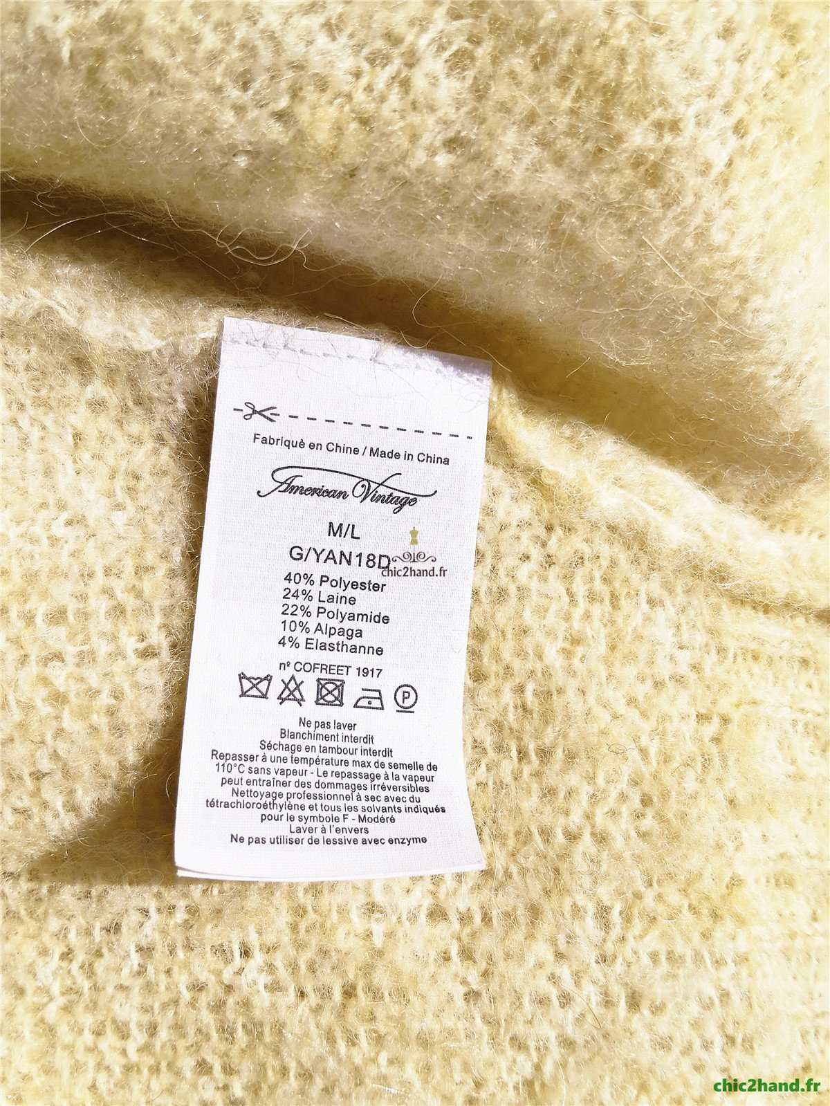 Pull oversize chauves souris laine alpaga American Vintage yan18d yanbay beige chiné M L – Image 11