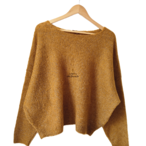 Pull oversize chauves souris laine alpaga American Vintage yan18d yanbay camel doré XS S Neuf