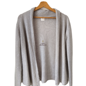 Gilet cardigan overt doudou Des Petits Hauts super kid mohair T1 gris argenté excellent état