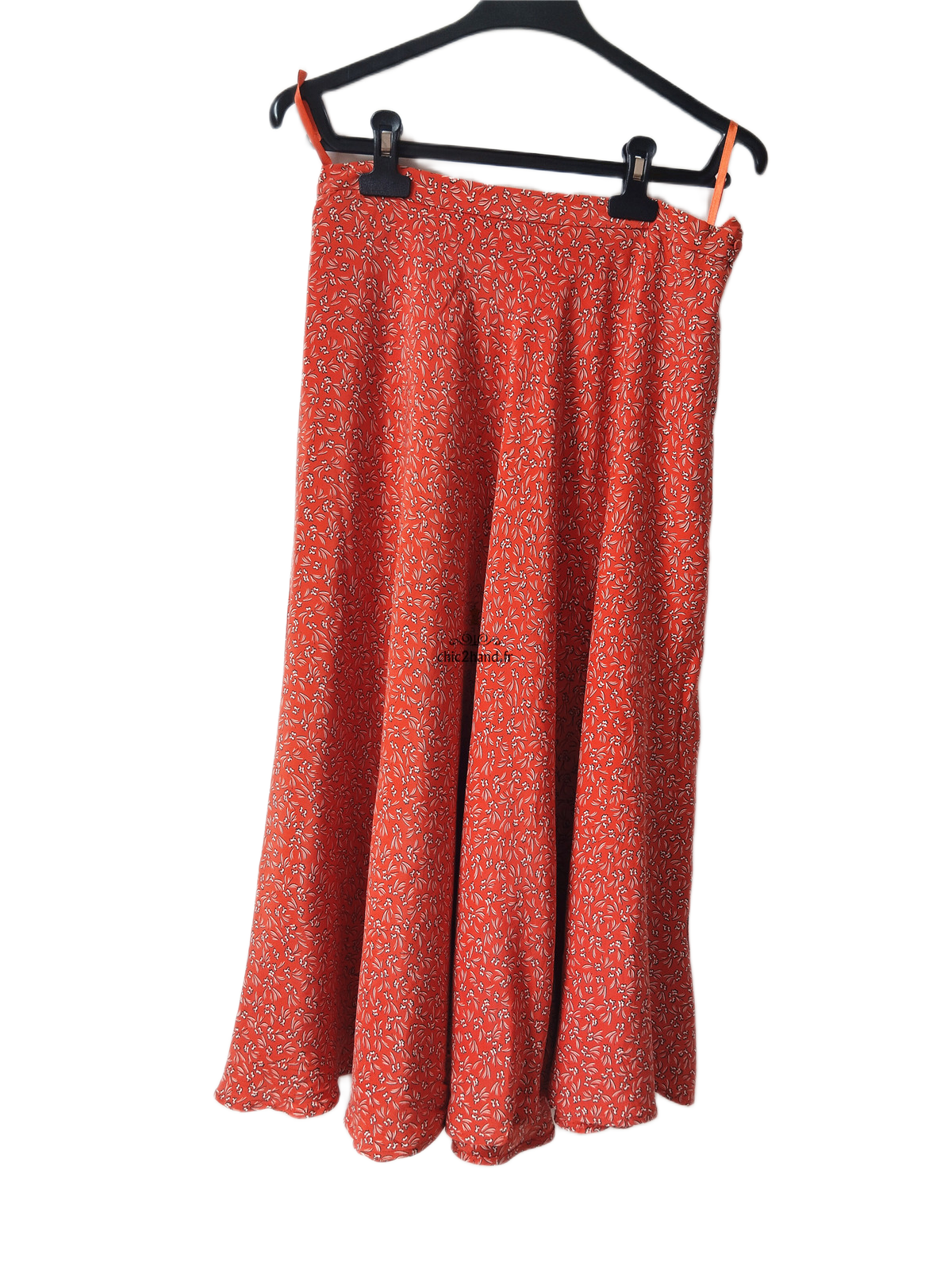 Jupe doublure en pure soie comptoir des cotonniers FR40 rouge fleuri NEUF – Image 2