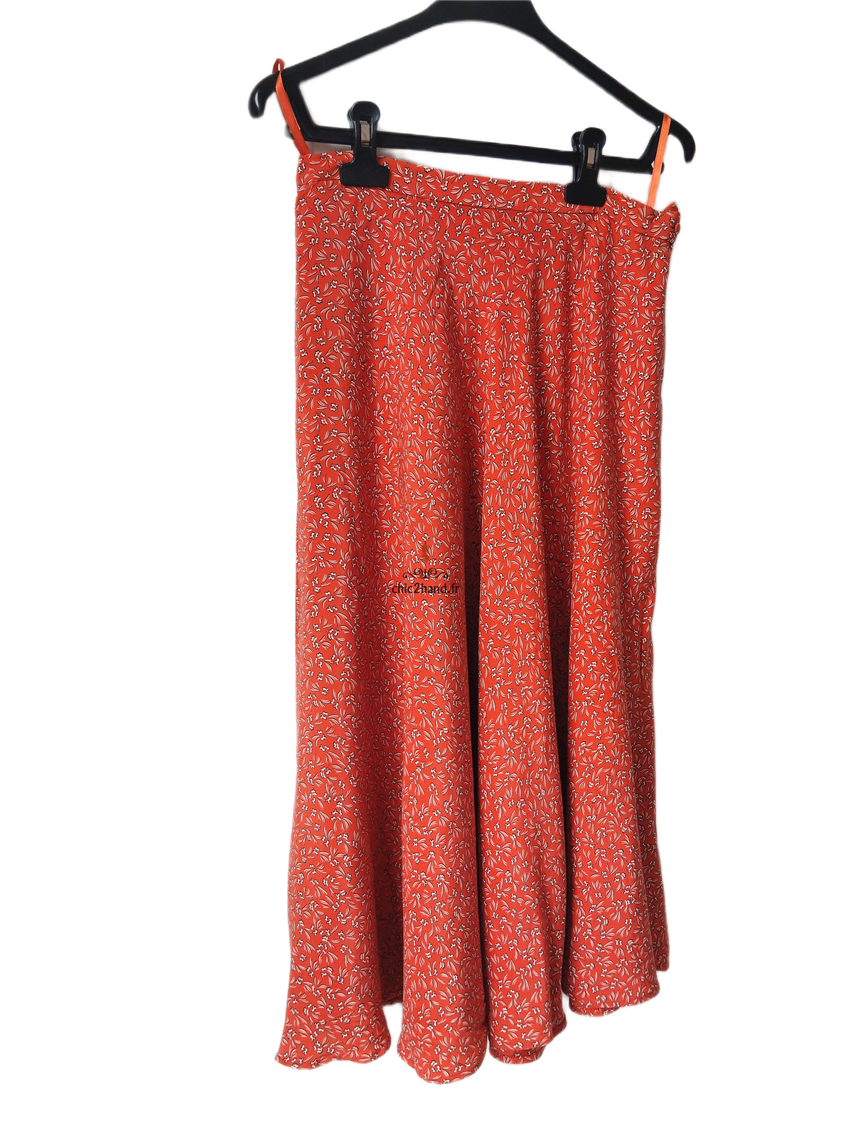 Jupe doublure en pure soie comptoir des cotonniers FR40 rouge fleuri NEUF – Image 3