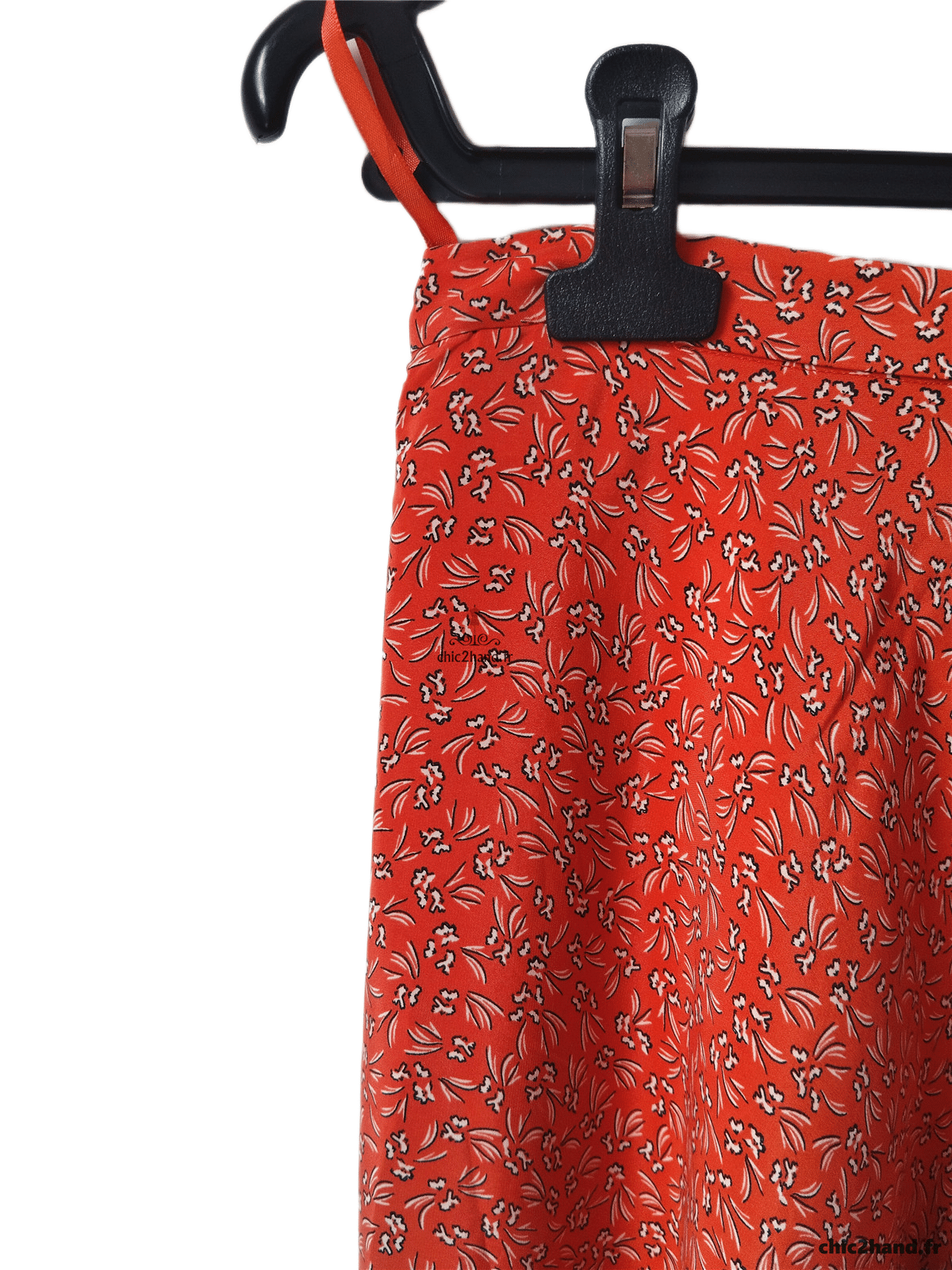 Jupe doublure en pure soie comptoir des cotonniers FR40 rouge fleuri NEUF – Image 4