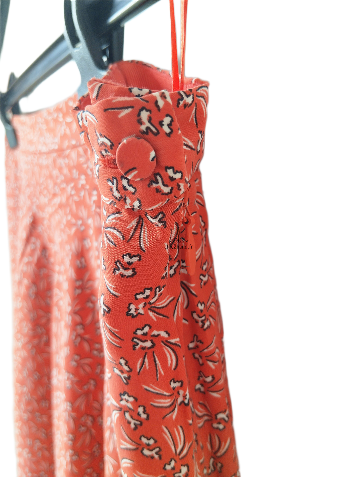 Jupe doublure en pure soie comptoir des cotonniers FR40 rouge fleuri NEUF – Image 5