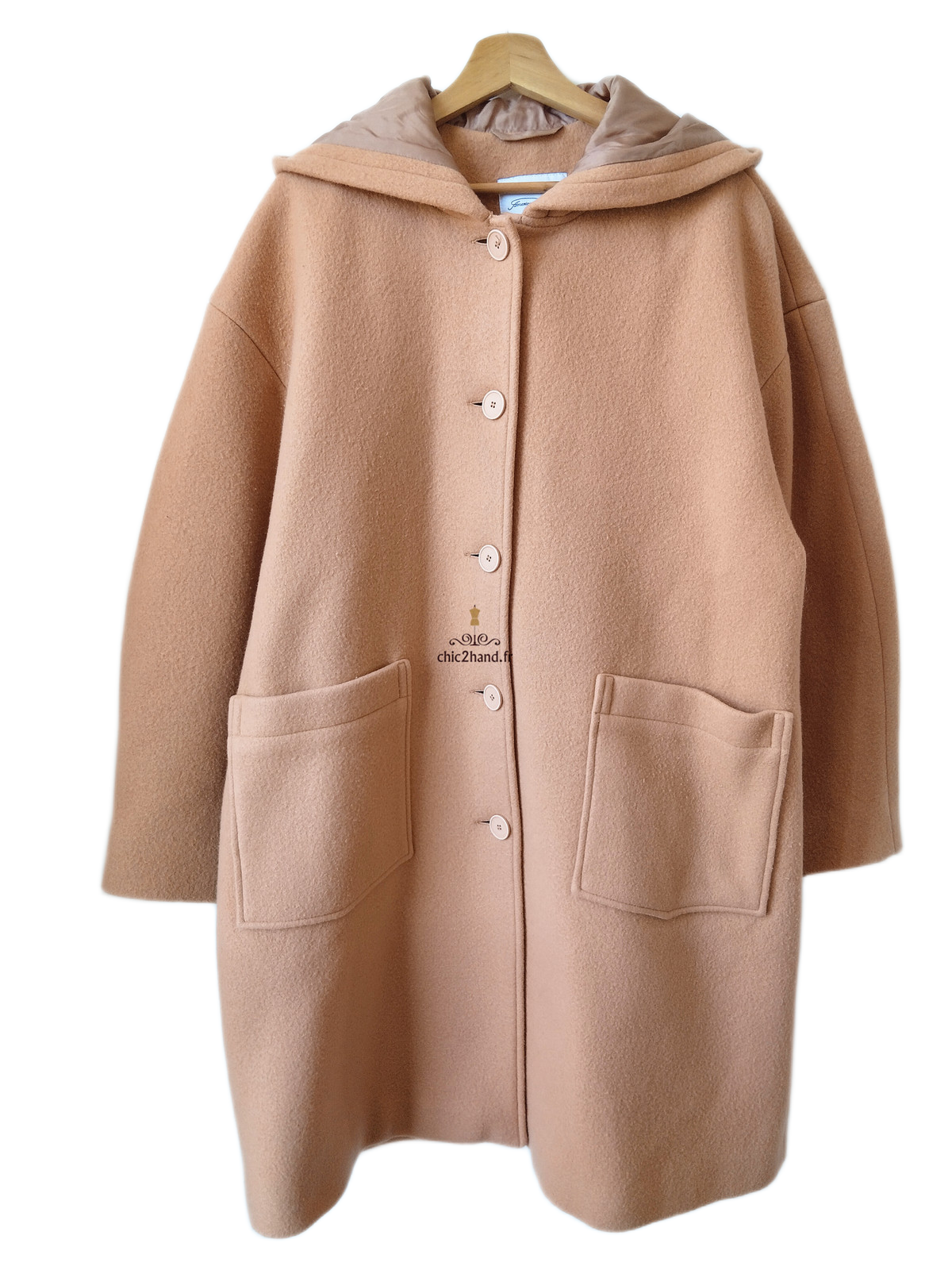Manteau long avec capuche laine American Vintage Baz17CH23 BAZYBAY M L noisette Neuf