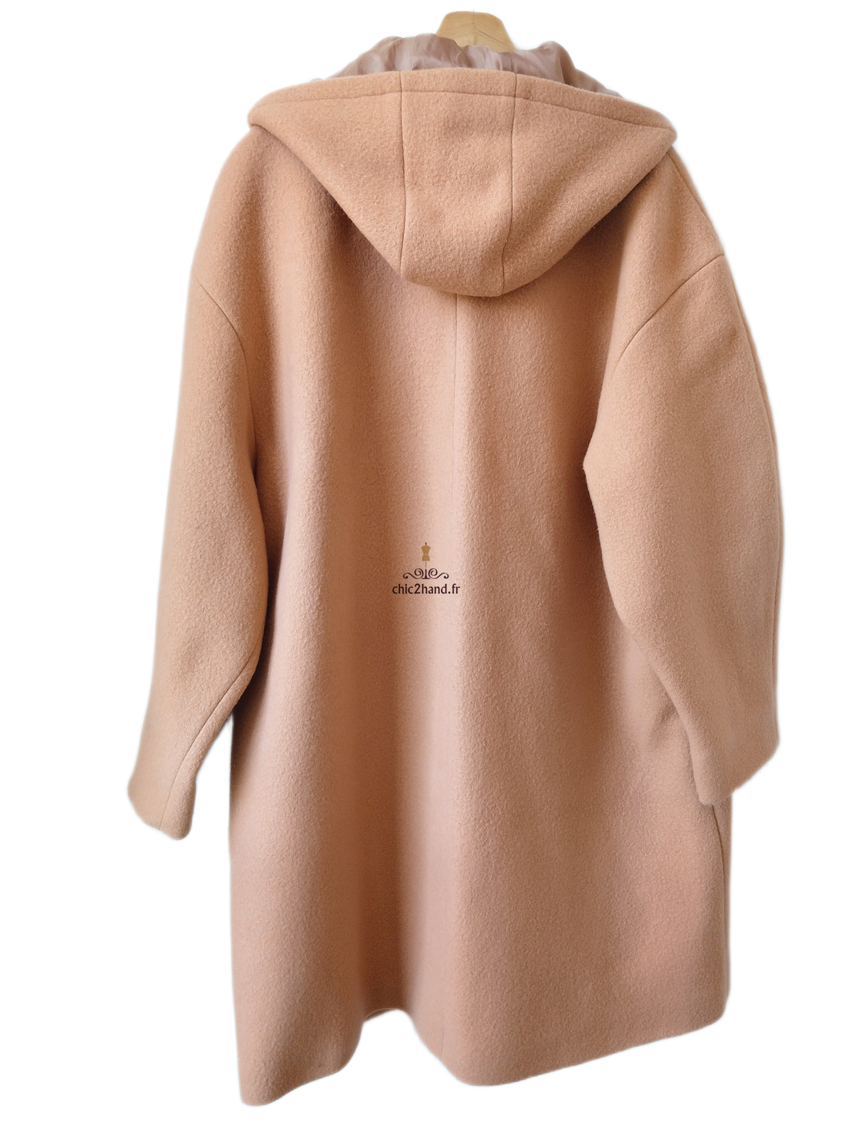 Manteau long avec capuche laine American Vintage Baz17CH23 BAZYBAY M L noisette Neuf – Image 6