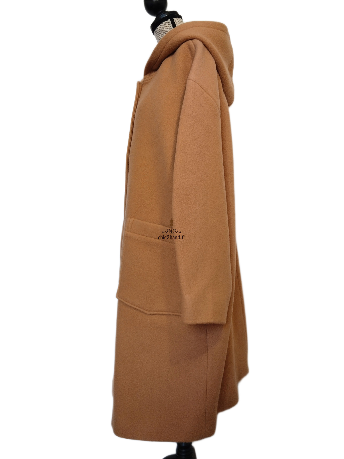 Manteau long avec capuche laine American Vintage Baz17CH23 BAZYBAY M L noisette Neuf – Image 7