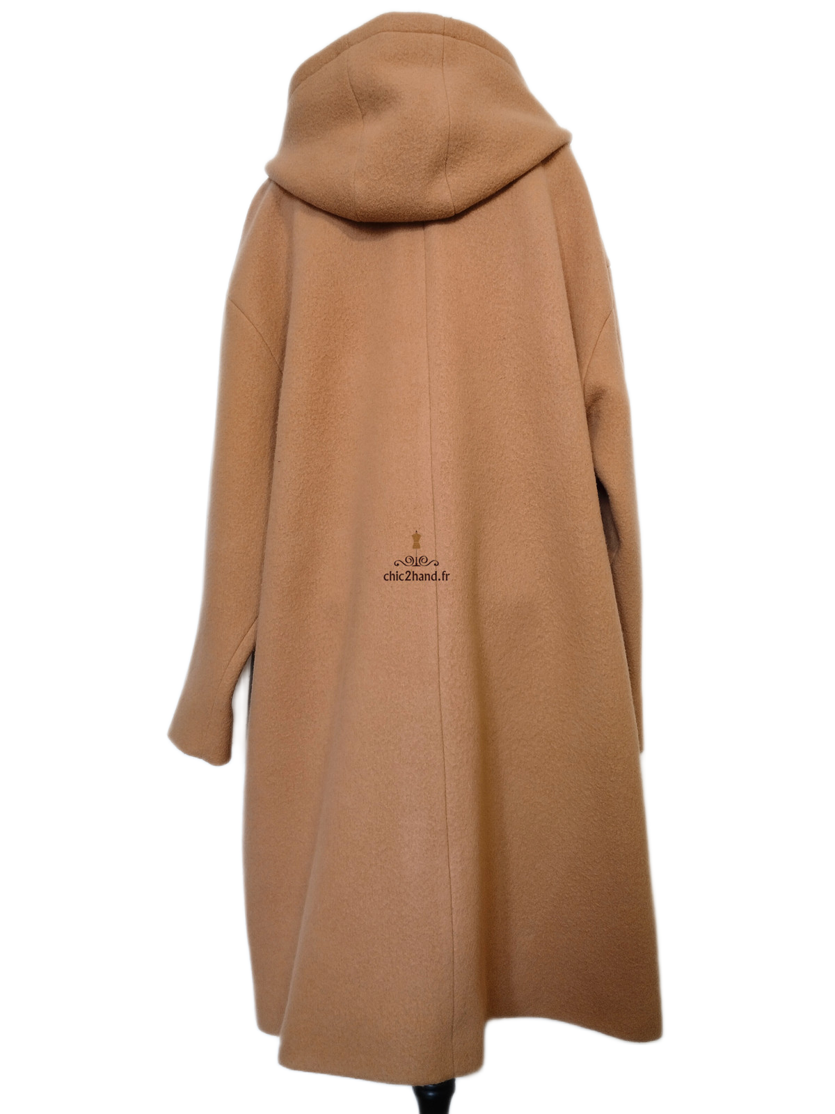 Manteau long avec capuche laine American Vintage Baz17CH23 BAZYBAY M L noisette Neuf – Image 8