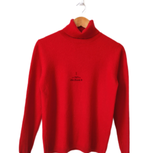 Pull col roulé 100% pur cachemire Monoprix rouge bordeaux M TBE