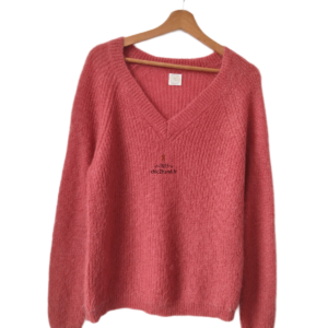 Pull oversize doudou col V Des Petits Hauts vieux rose kid mohair T2 Excellent état