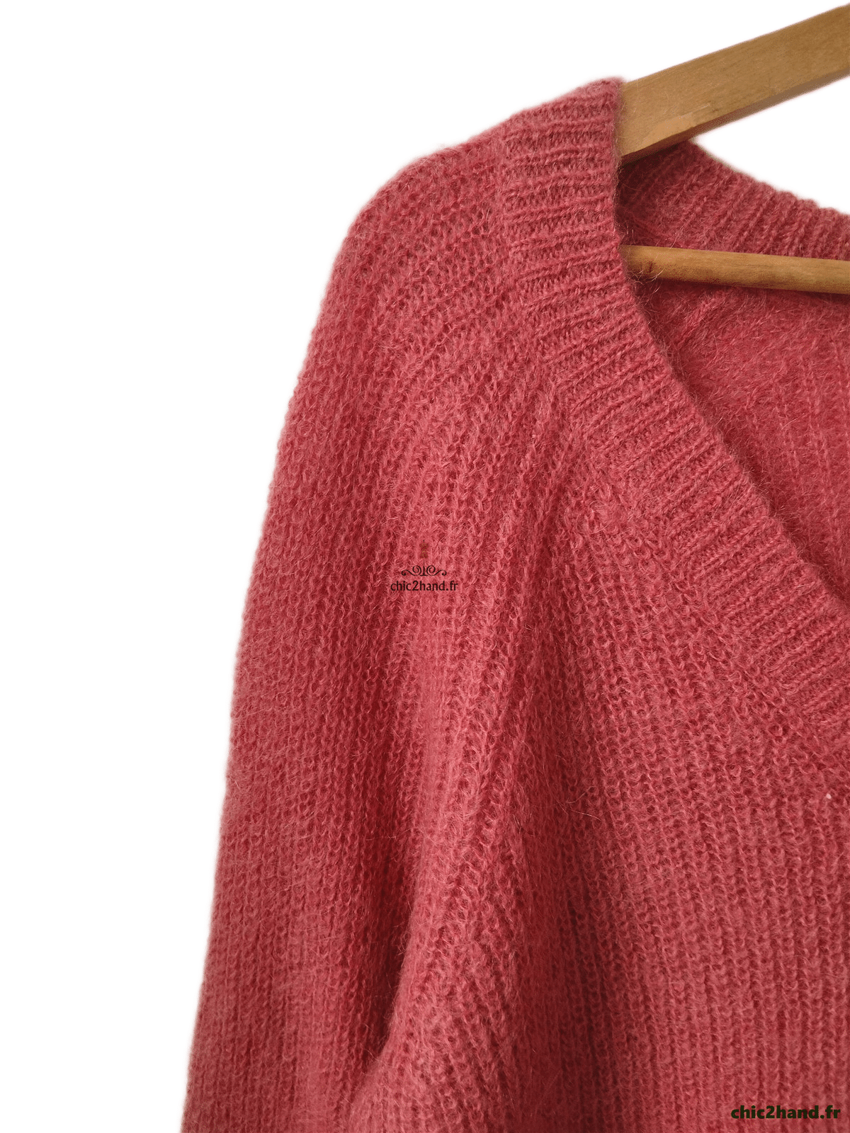 Pull oversize doudou col V Des Petits Hauts vieux rose kid mohair T2 Excellent état – Image 4