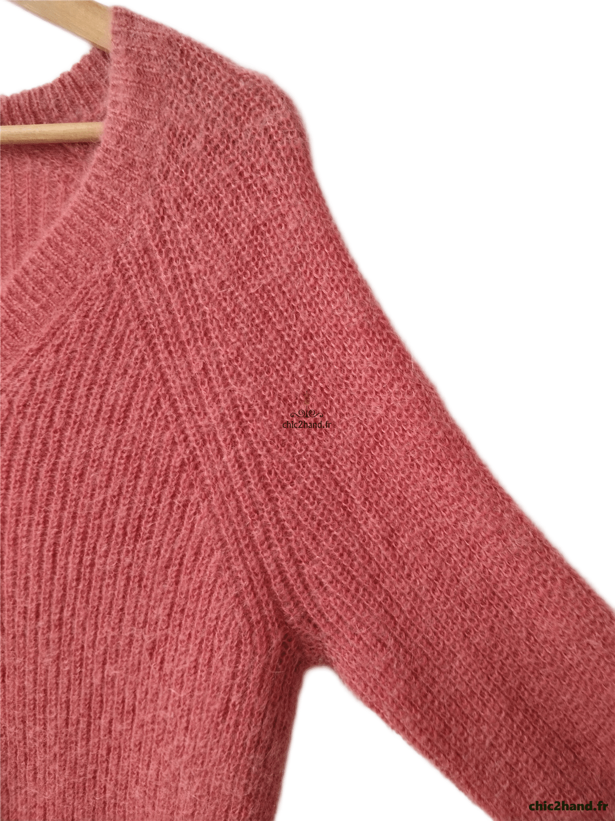 Pull oversize doudou col V Des Petits Hauts vieux rose kid mohair T2 Excellent état – Image 5