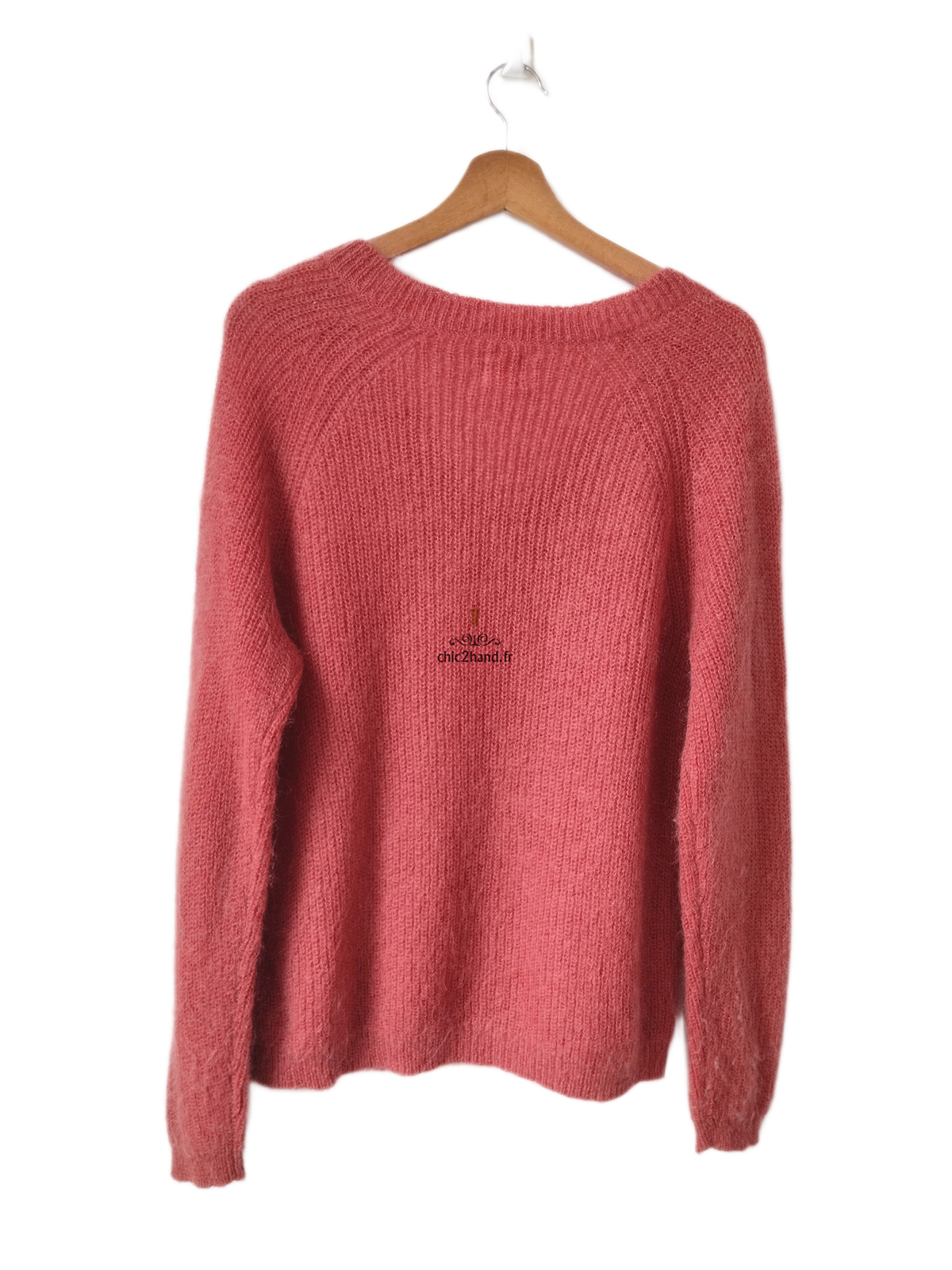 Pull oversize doudou col V Des Petits Hauts vieux rose kid mohair T2 Excellent état – Image 6
