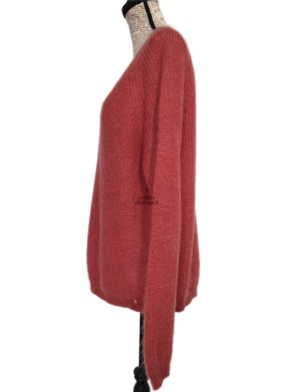 Pull oversize doudou col V Des Petits Hauts vieux rose kid mohair T2 Excellent état – Image 8