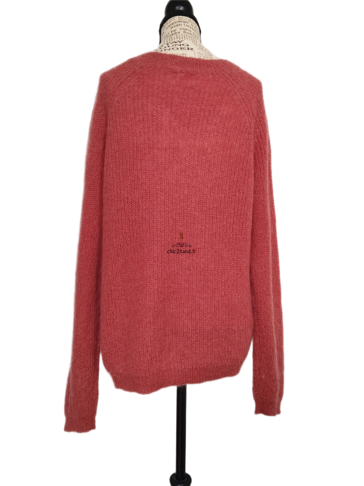 Pull oversize doudou col V Des Petits Hauts vieux rose kid mohair T2 Excellent état – Image 9