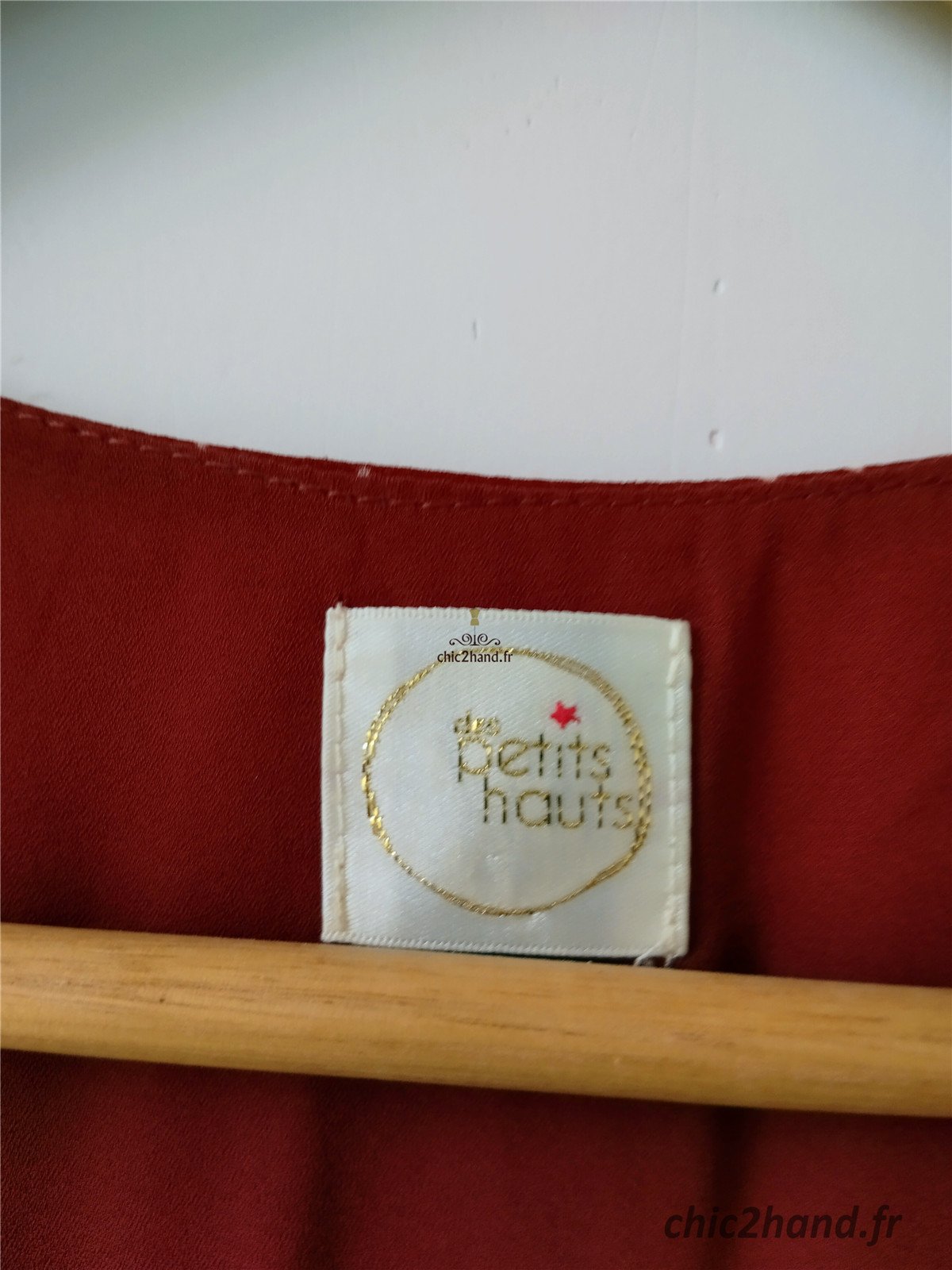 Robe mi-longue manches longues Des Petits Hauts rouge brique motif étoiles NEUF – Image 8