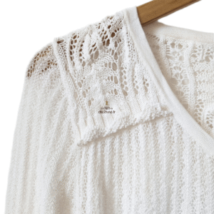 Gilet long ajouré blanc S blanc crème TBE
