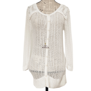 Gilet long ajouré blanc S blanc crème TBE