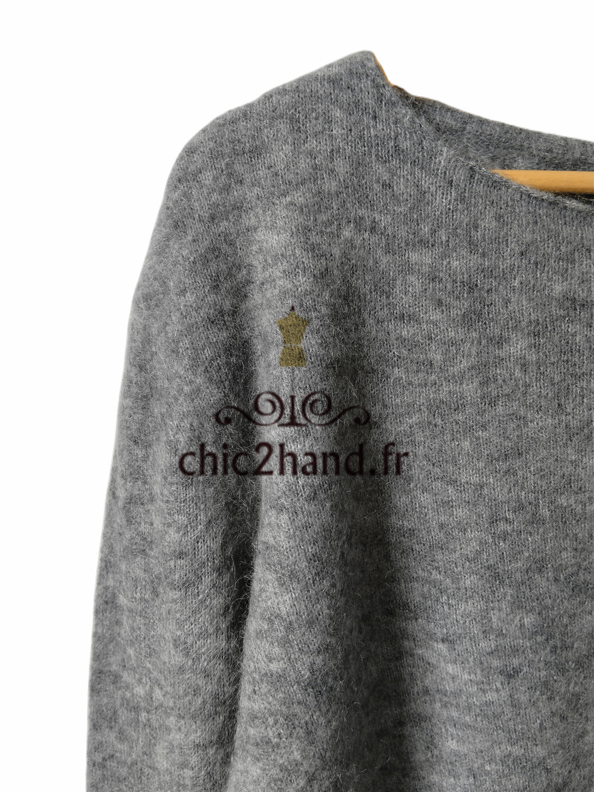 Pull laine 68% laine kid mohair American Vintage zabi18A gris S Neuf – Image 5
