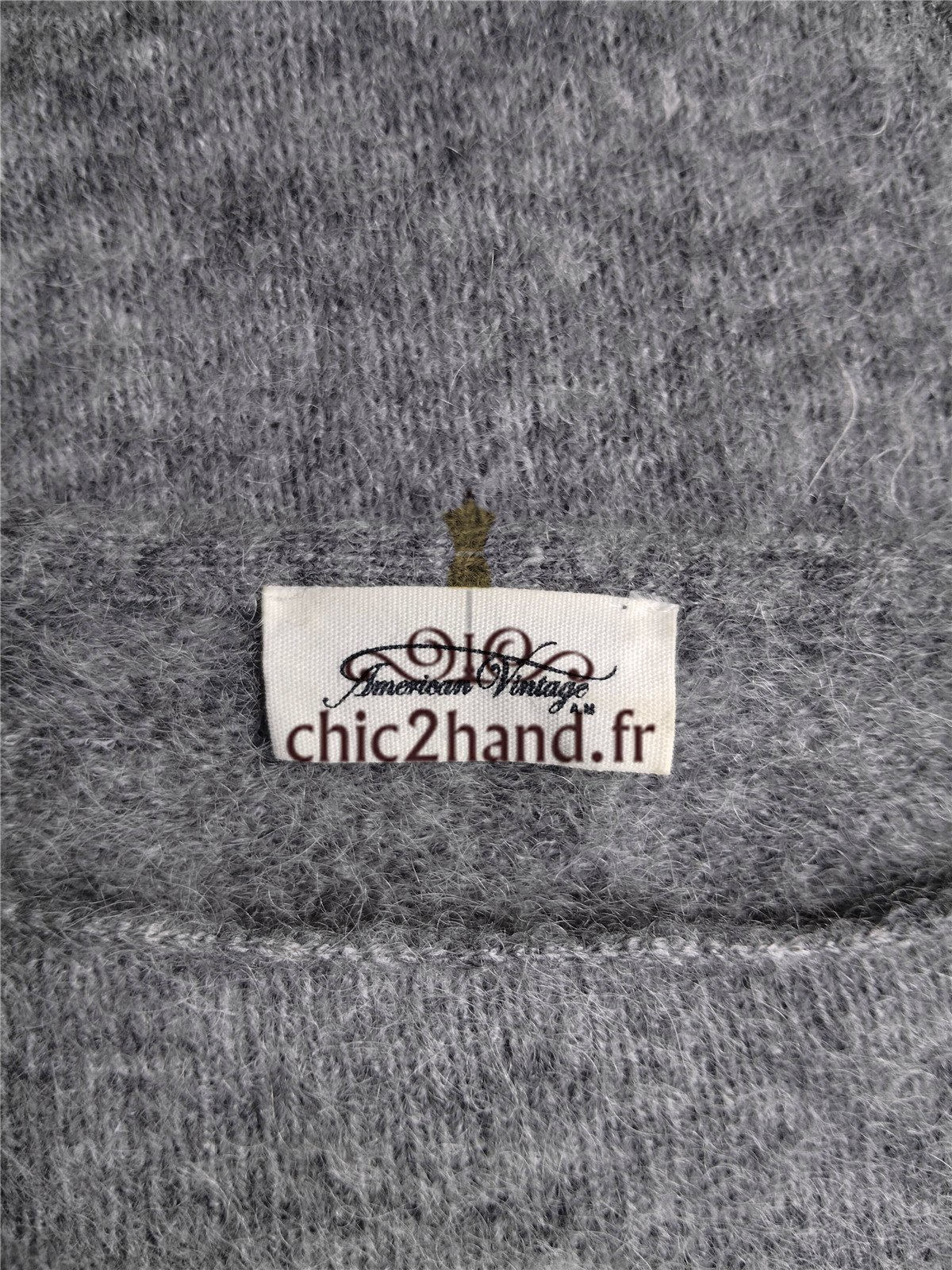 Pull laine 68% laine kid mohair American Vintage zabi18A gris S Neuf – Image 8