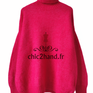 Pull col roulé laine 68% laine kid mohair American Vintage zabi18G rose TU NEUF