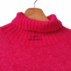 Pull col roulé laine 68% laine kid mohair American Vintage zabi18G rose TU NEUF
