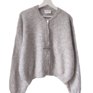 Gilet cardigan laine 68% laine kid mohair American Vintage zabi255 M L gris clair NEUF