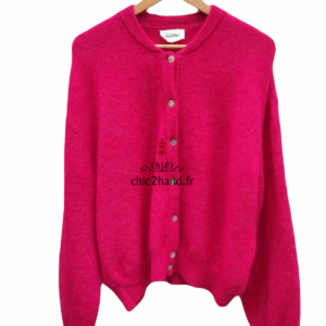 Pull laine 68% laine kid mohair American Vintage zabi255 M L rose NEUF