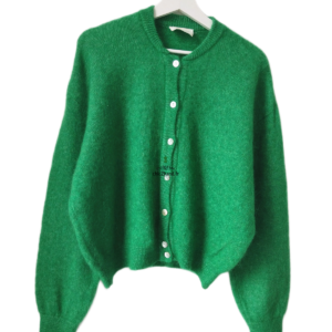 Pull laine 68% laine kid mohair American Vintage zabi255 M L vert NEUF