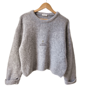 Pull oversize laine alpaga American Vintage ZOL18A gris clair perle XS S NEUF