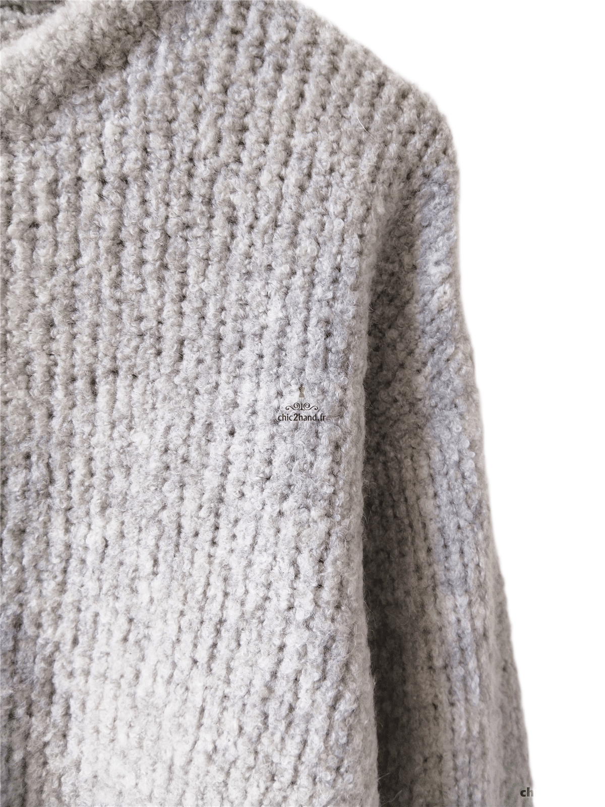 Pull oversize laine alpaga American Vintage ZOL18A gris clair perle XS S NEUF – Image 6