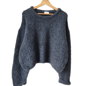 Pull oversize laine alpaga American Vintage ZOL18A noir gris foncé M L NEUF