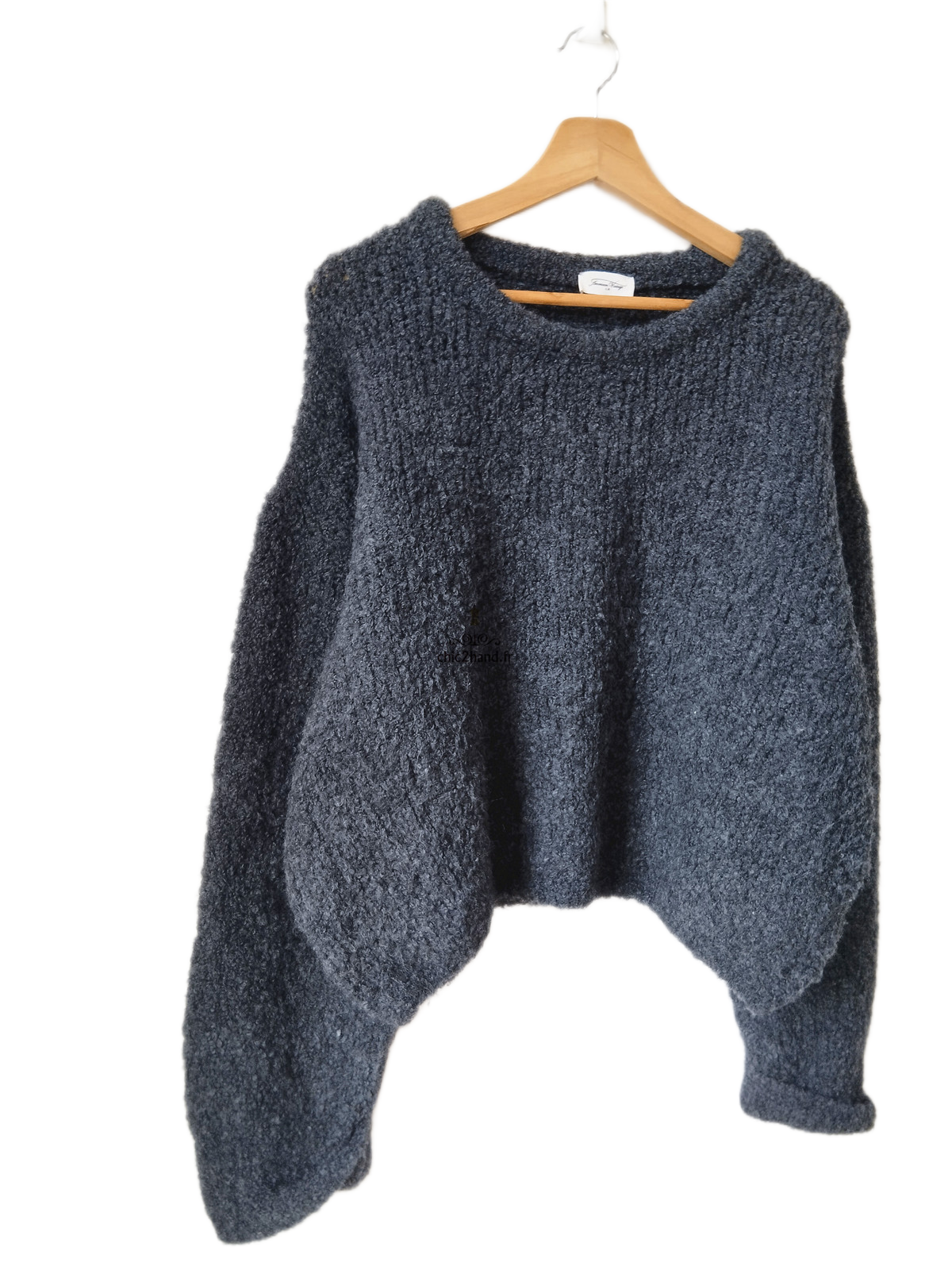 Pull oversize laine alpaga American Vintage ZOL18A noir gris foncé M L NEUF – Image 2