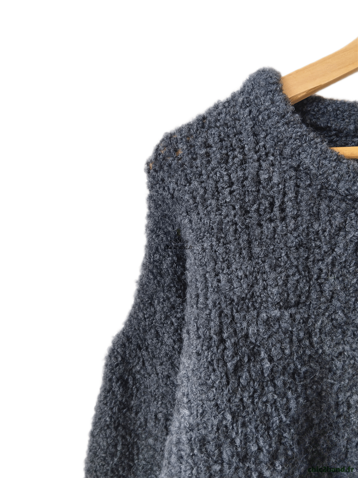 Pull oversize laine alpaga American Vintage ZOL18A noir gris foncé M L NEUF – Image 3