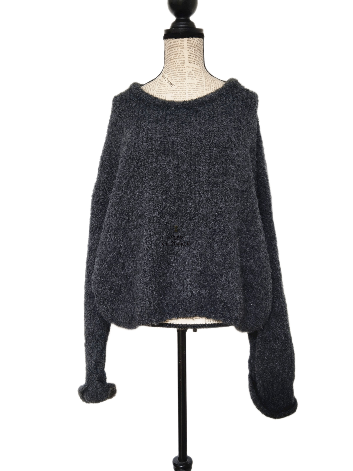 Pull oversize laine alpaga American Vintage ZOL18A noir gris foncé M L NEUF – Image 7