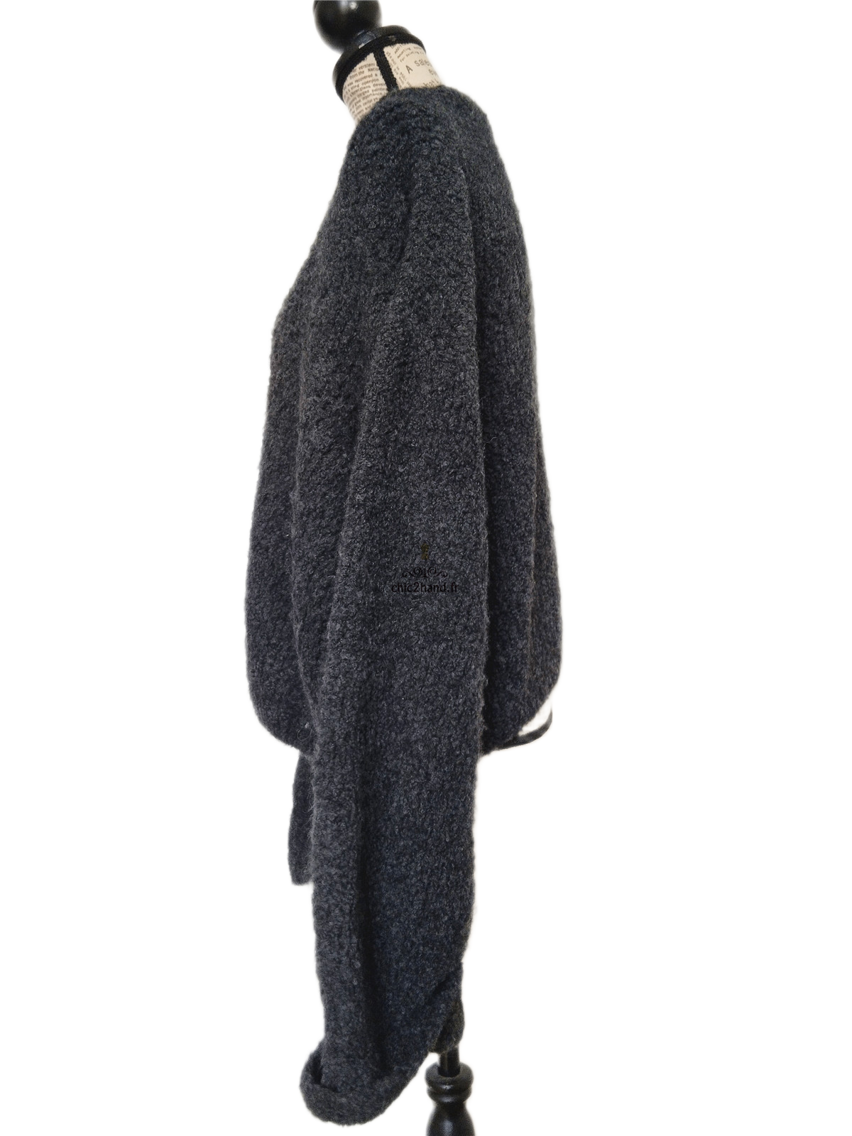 Pull oversize laine alpaga American Vintage ZOL18A noir gris foncé M L NEUF – Image 8