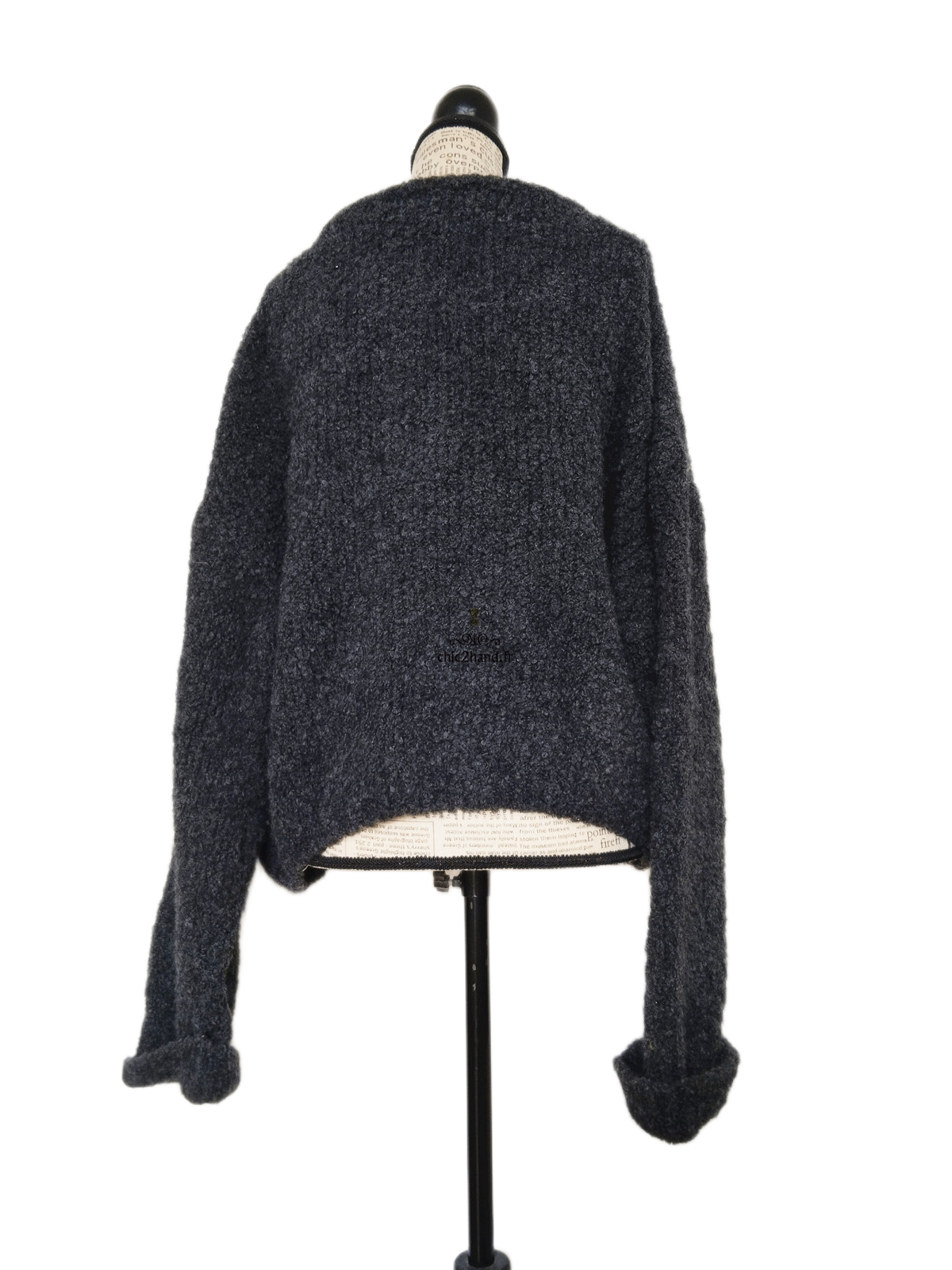 Pull oversize laine alpaga American Vintage ZOL18A noir gris foncé M L NEUF – Image 9