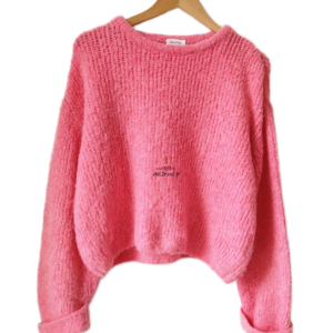 Pull oversize laine alpaga American Vintage ZOL18A rose bonbon M L NEUF