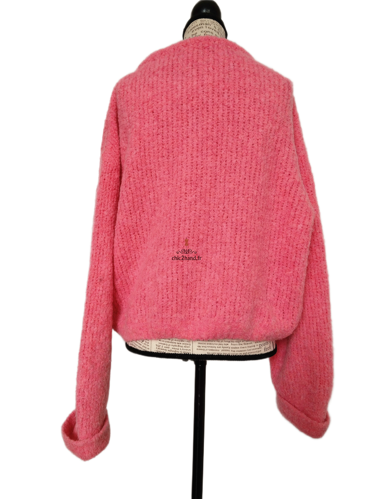 Pull oversize laine alpaga American Vintage ZOL18A rose bonbon M L NEUF – Image 6