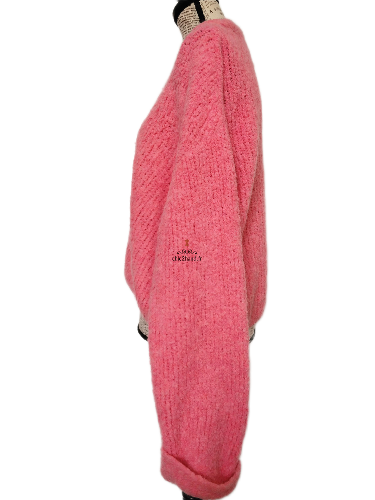Pull oversize laine alpaga American Vintage ZOL18A rose bonbon M L NEUF – Image 7
