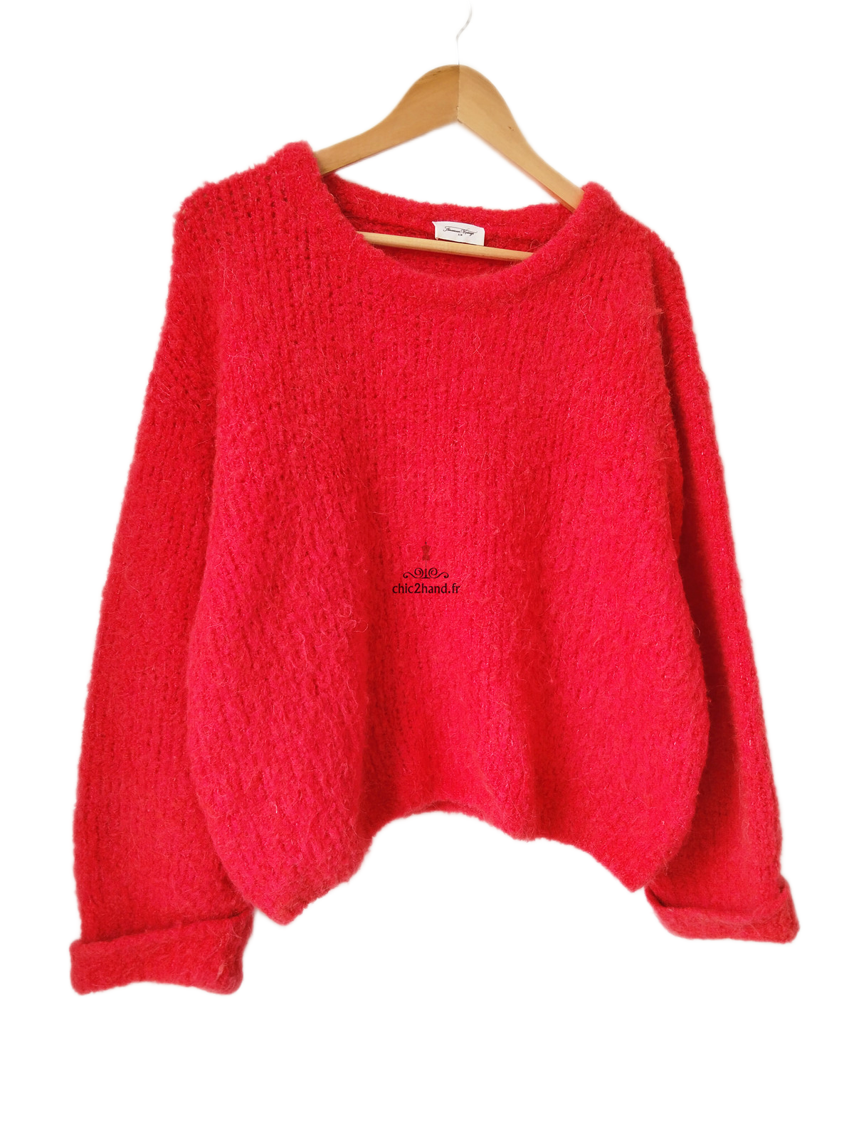 Pull oversize laine alpaga American Vintage ZOL18A rouge M L NEUF – Image 4