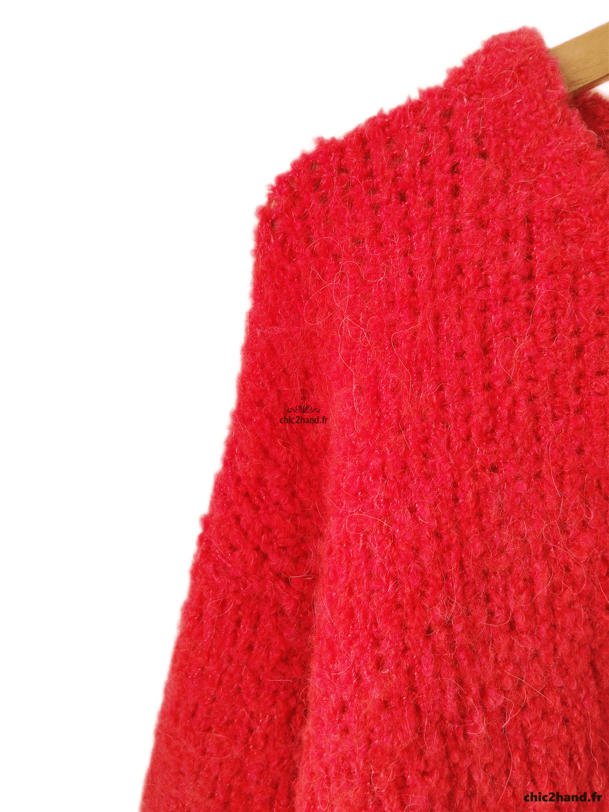 Pull oversize laine alpaga American Vintage ZOL18A rouge M L NEUF – Image 2