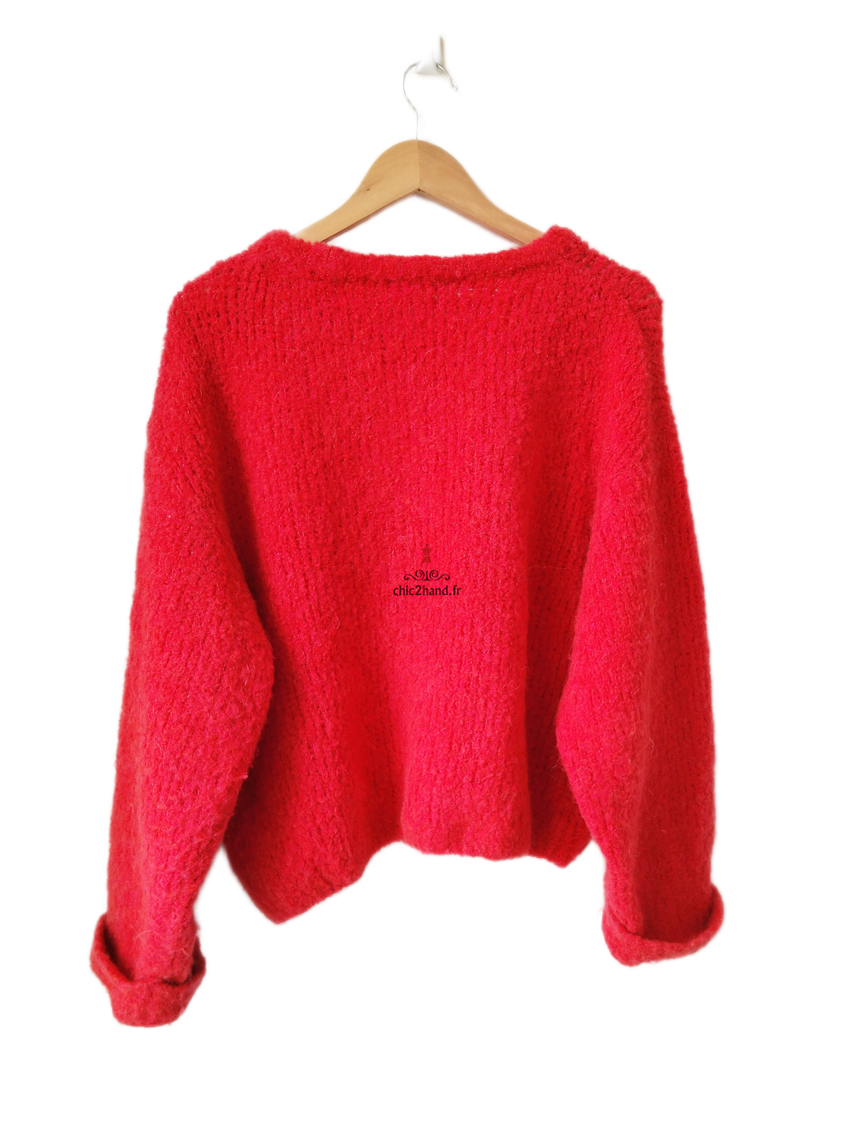 Pull oversize laine alpaga American Vintage ZOL18A rouge M L NEUF – Image 6