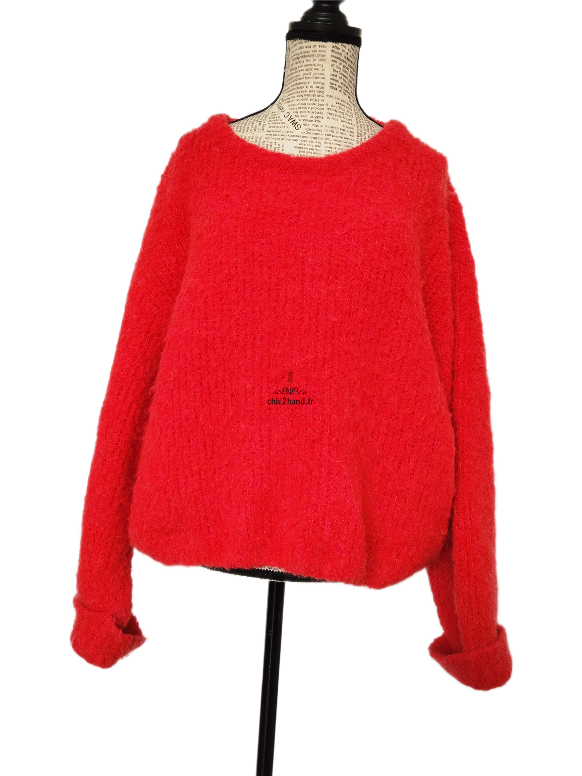 Pull oversize laine alpaga American Vintage ZOL18A rouge M L NEUF – Image 7