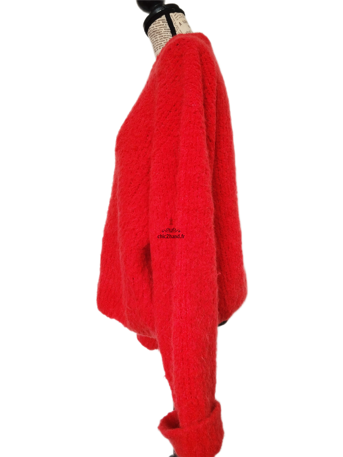 Pull oversize laine alpaga American Vintage ZOL18A rouge M L NEUF – Image 8