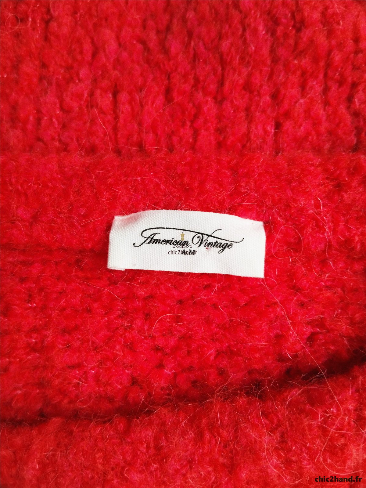 Pull oversize laine alpaga American Vintage ZOL18A rouge M L NEUF – Image 11
