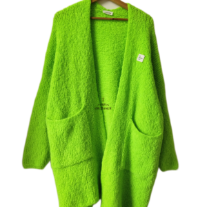 Gilet boutonné oversize laine alpaga American Vintage ZOL19B vert fluo M L neuf