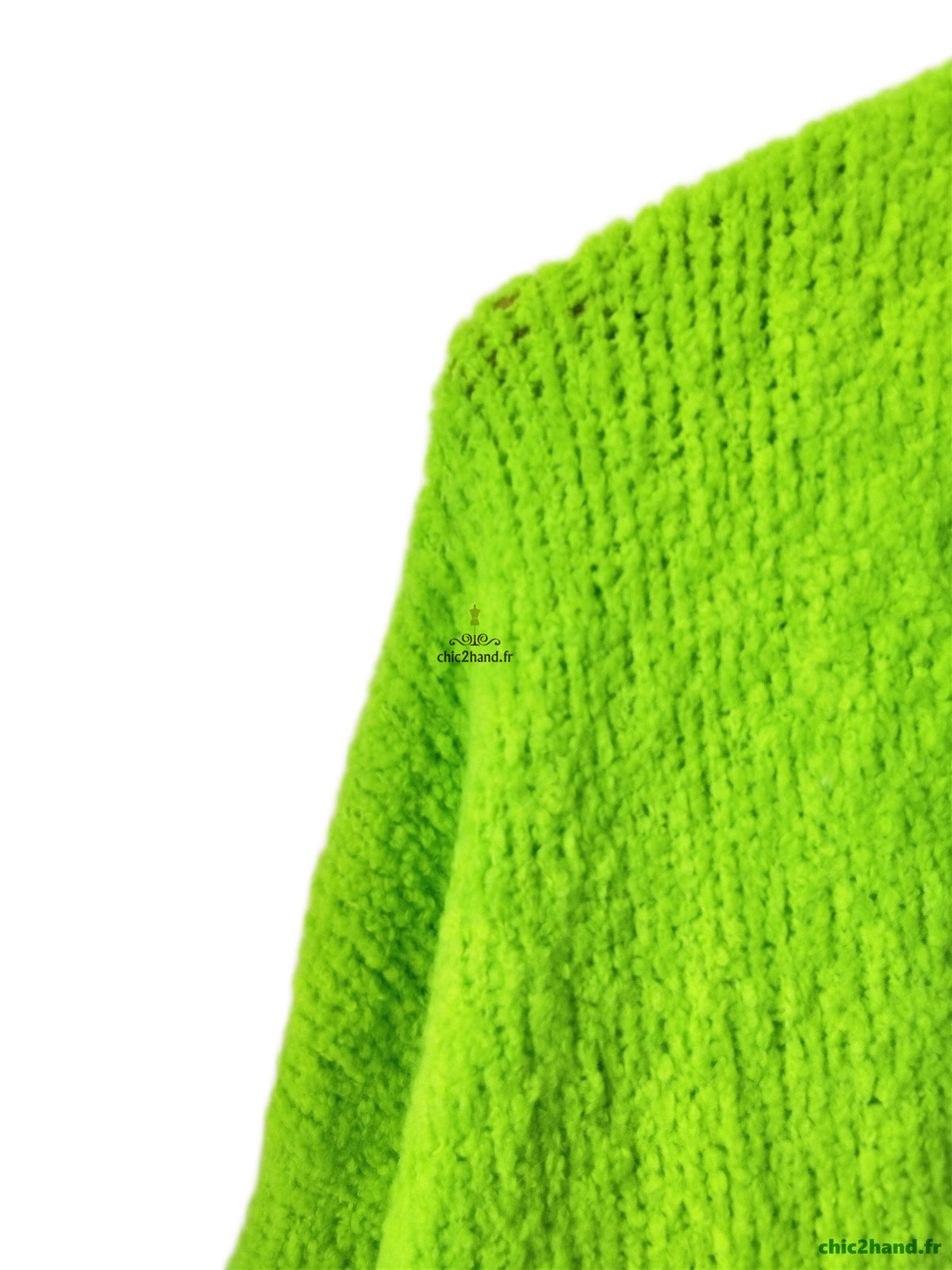 Gilet boutonné oversize laine alpaga American Vintage ZOL19B vert fluo M L neuf – Image 3